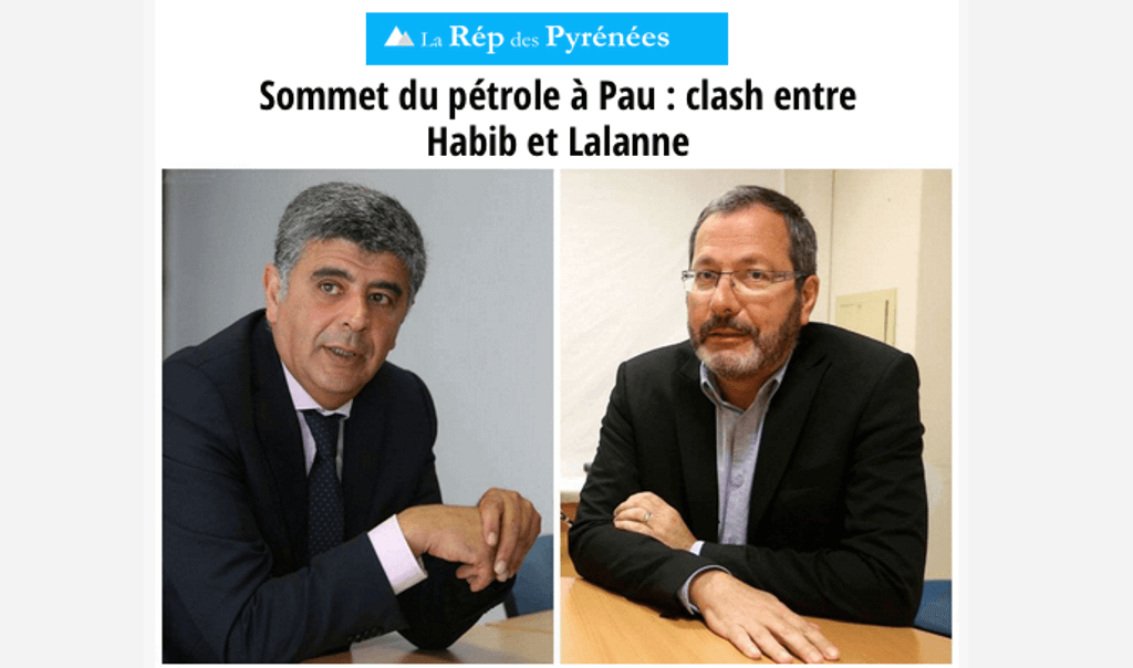 Image de l'article "Sommet du pétrole à Pau : clash entre Habib et Lalanne" représentant les deux hommes face à face