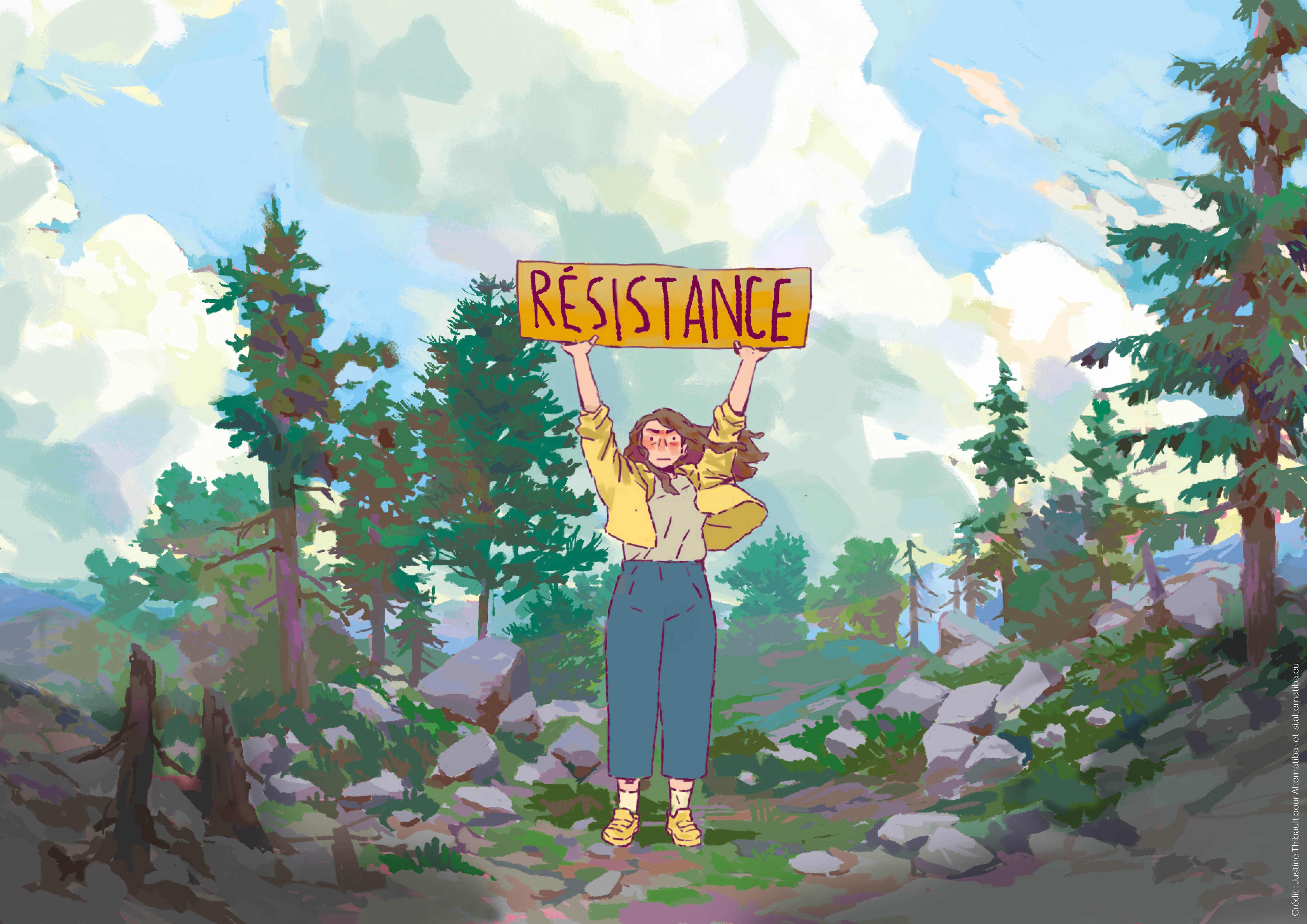 Résistance - illustration par Justine Thibault pour Alternatiba, et-si.alternatiba.eu