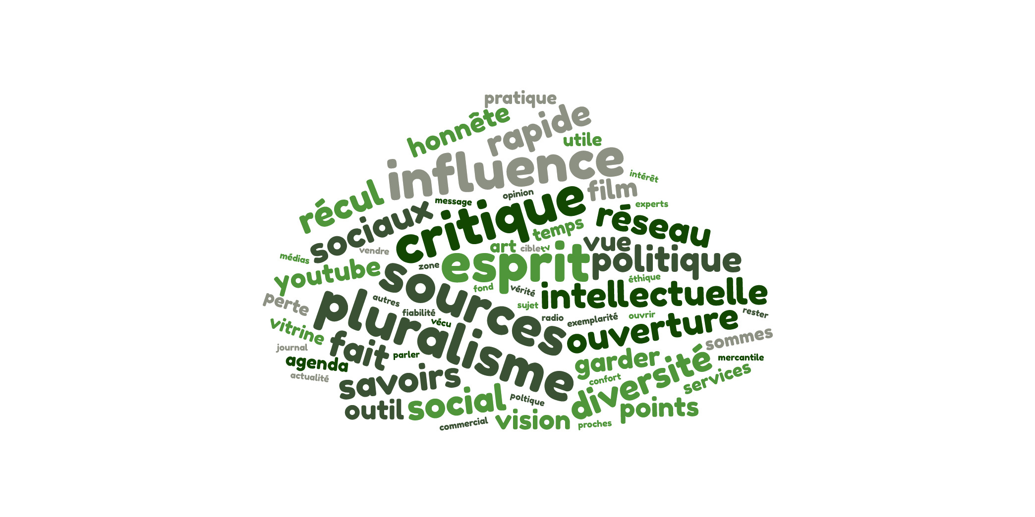 Nuage de mots sur la question de l'influence